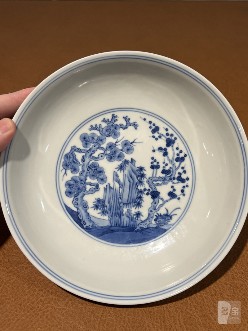 清乾隆 青花岁寒三友纹盘 - 图3